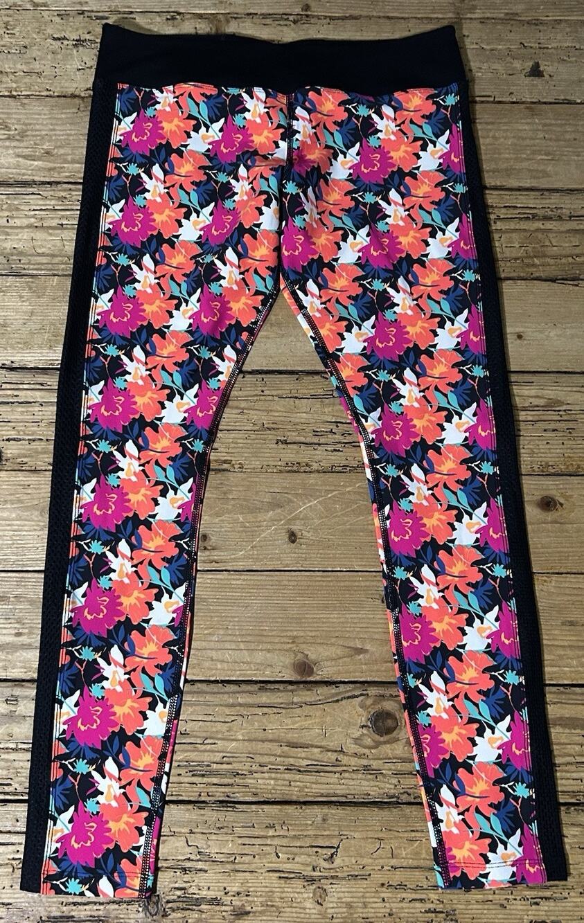Lorna Jane Women’s Size L Vibrant Floral Mesh Leggings - NWOT